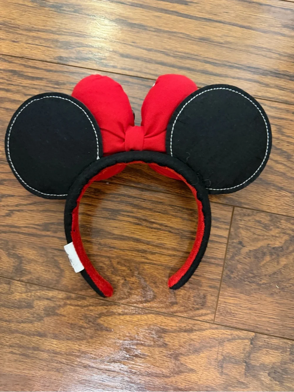 Disney Parks Minnie Mouse Button Bow Ears Headband Red Black Disney World